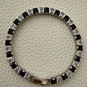 Onyx & Clear CZ Tennis Bracelet for Women *NEW